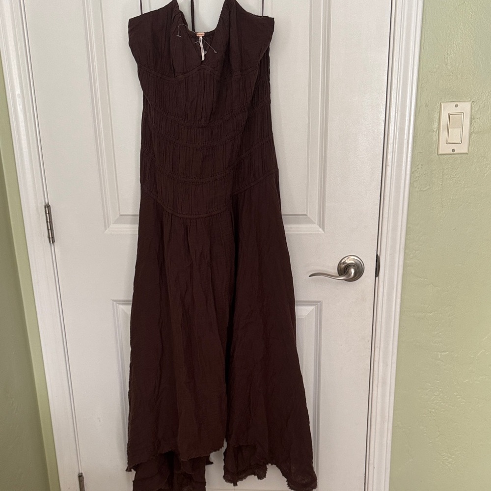 Free People Chocolate Brown Strapless Maxi Dress